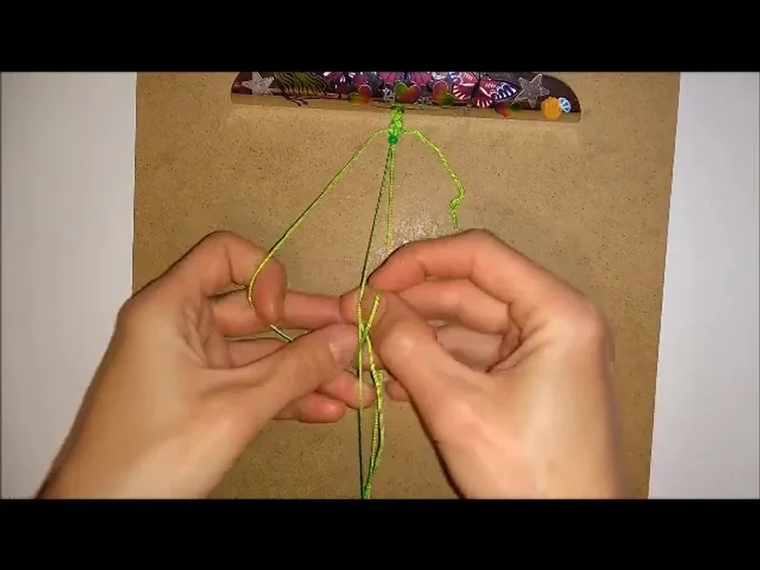 Repeat knots and beads: Repeat steps 5-7 until the bracelet reaches your desired length. Push up each bead after completing the knots.