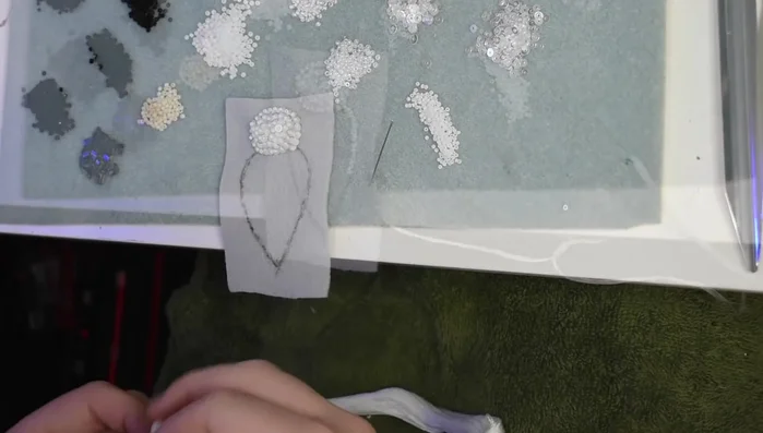 Embroider the outline of the body with french knots using embroidery floss.