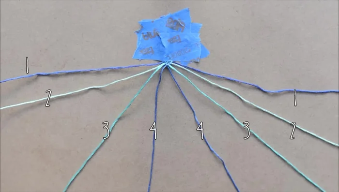 Arrange the strands: Spread the strands out and match up the colors so that each side is a mirror image.
