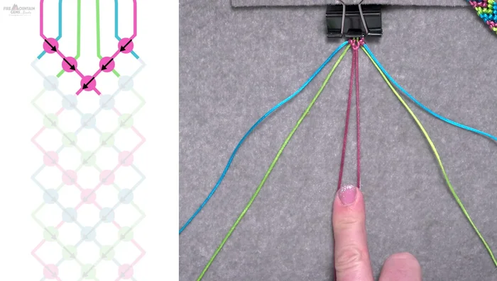 Continue creating rows until desired bracelet length is achieved.