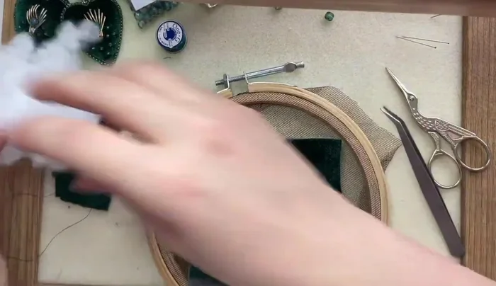 Close the gap with stitches and add pearl pro along the edges.