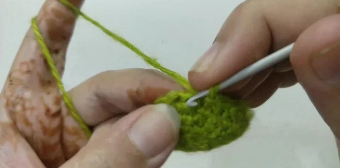 Round 7: Chain 1. Decrease stitches again (single crochet, single crochet) in each 2 stitches around (12 stitches total). Join with a slip stitch.