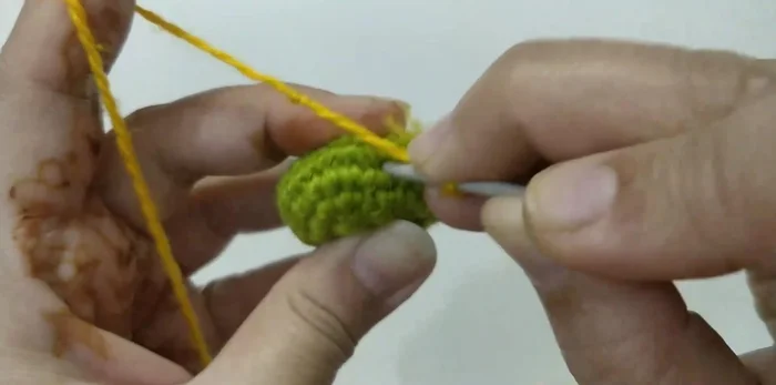 Complete each petal: Single crochet in first chain-3 space, half double crochet in same space, 6 double crochet in same space, half double crochet in same space, single crochet in same space. Repeat for all 8 petals.