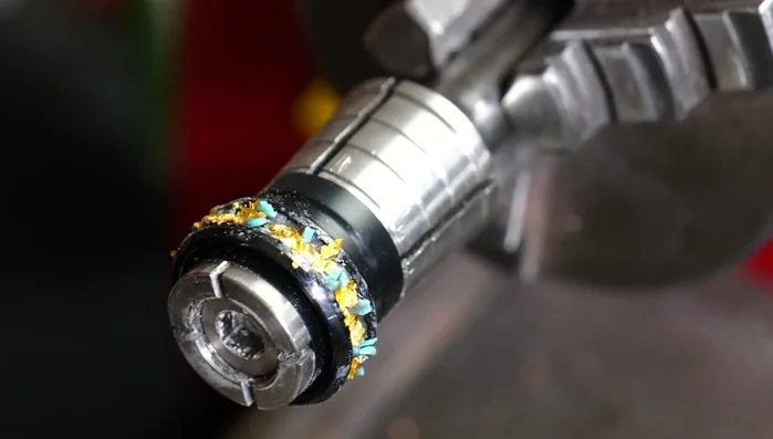 Final inlay layer: Apply another layer of glow powder and thin CA glue to cover the inlay and create a smooth surface.