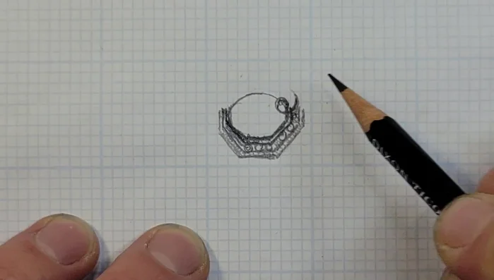 Draw in the blue topaz settings on the upper section of the ring.