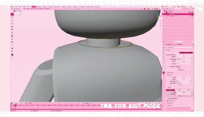 Refine the chain shape in edit mode ('Tab') by manipulating vertices to create a more necklace-like appearance.