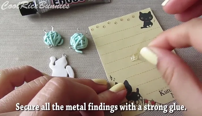 Secure metal pieces: After baking, use strong glue to secure all metal pieces (eye pins, head pins).