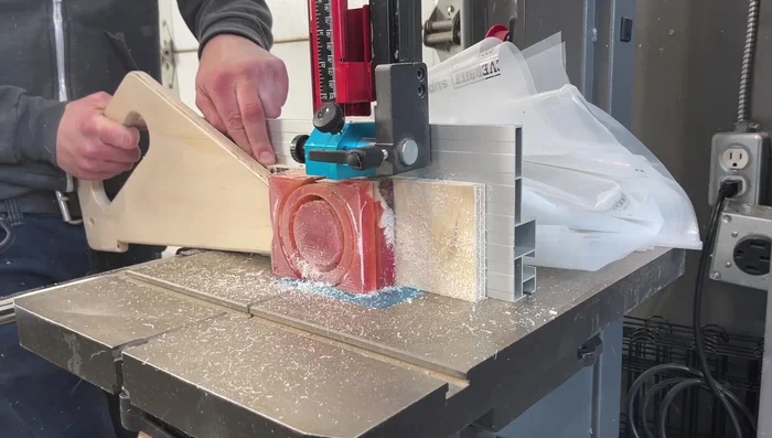 Slice the ring into individual bracelet blanks using a bandsaw.