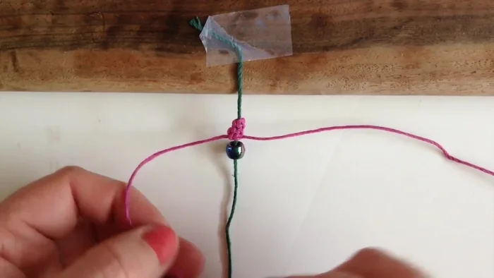 Continue adding beads until the desired length is reached.