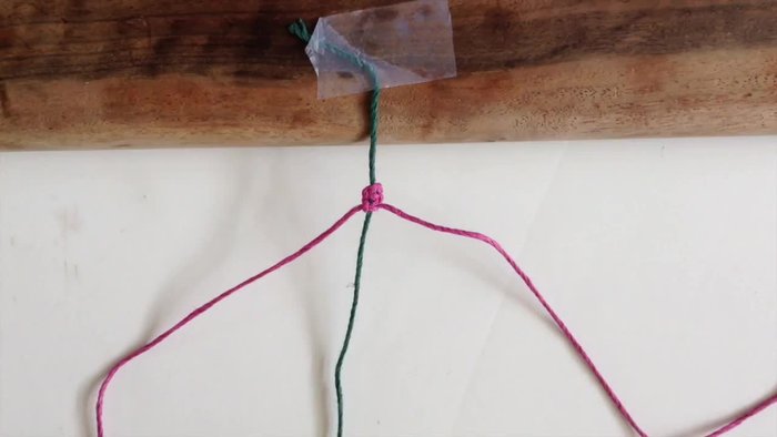 Prepare two strands of hemp cord.