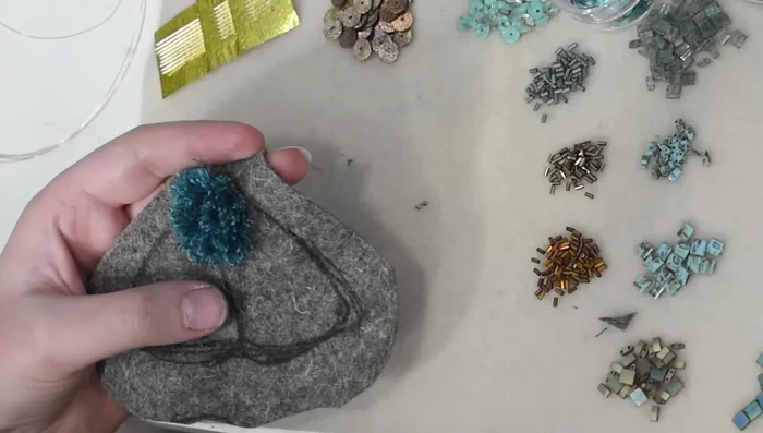 Trim the fuzzy texture to create a dome shape.