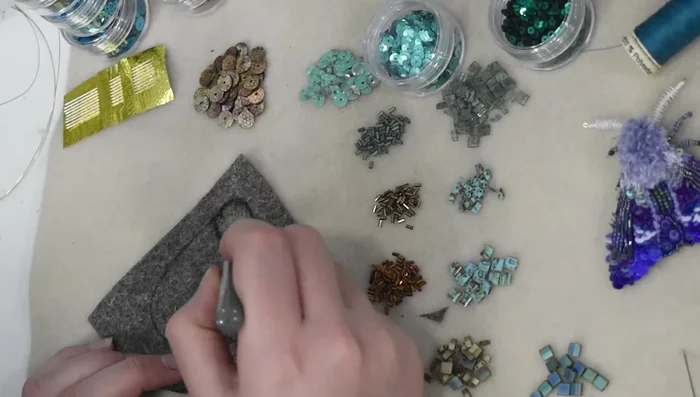 Trim the fuzzy texture to create a dome shape.