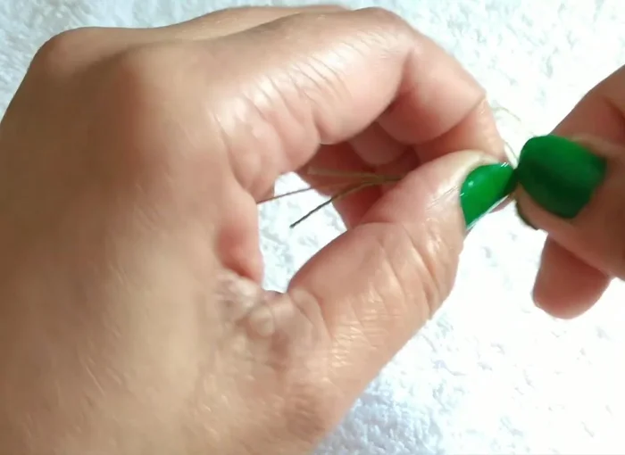 Roll with thread, stick, and cut.