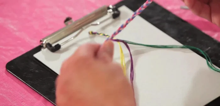 Knot the ends of the braid together the same way you did at the beginning.