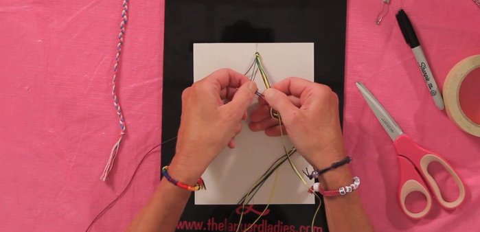 Separate the colors into groups (e.g., all purples together for a thicker bracelet).